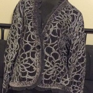 CHICO’s black & Sliver with lace trim Size 1